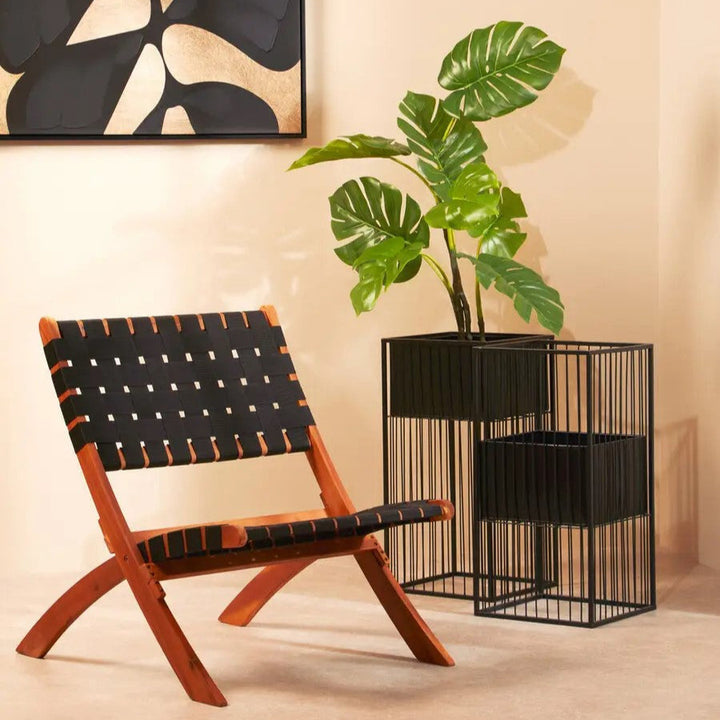 Alden Black Floor Standing Planter - Interior Envy