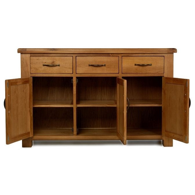 Earlswood Oak 3 Drawer 3 Door Sideboard - The Furniture Mega Store