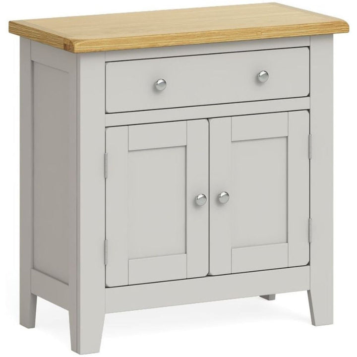 Cross Country Grey and Oak Mini Sideboard with 2 Doors for Small Space - The Furniture Mega Store