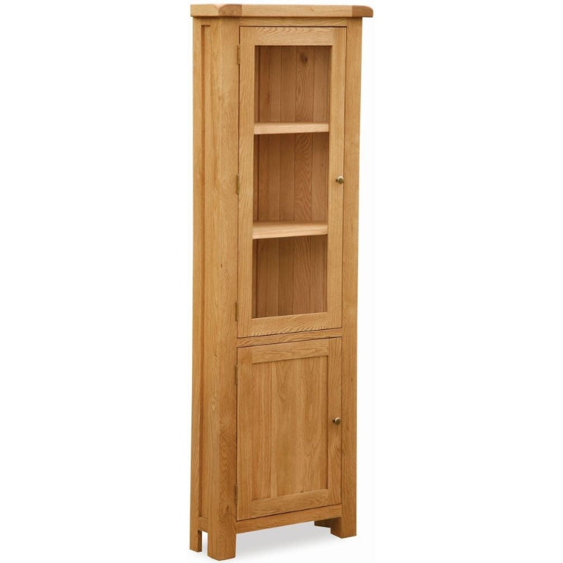 Addison Natural Oak Corner Display Cabinet - The Furniture Mega Store