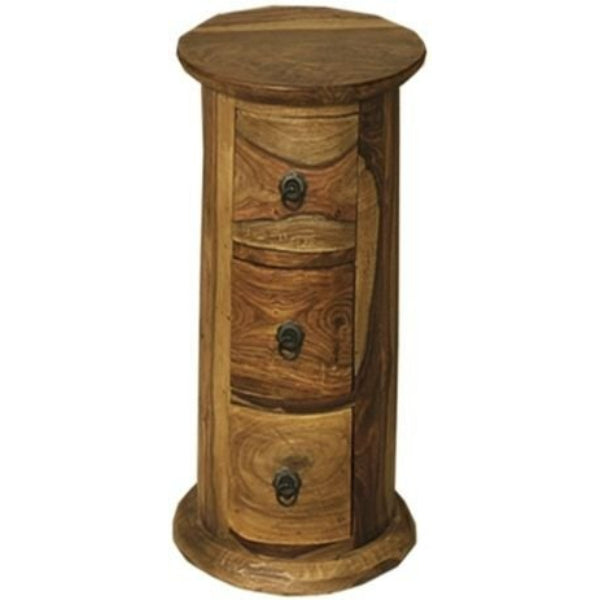 Thacket Sheesham 3 Drawer Round Chest - The Furniture Mega Store
