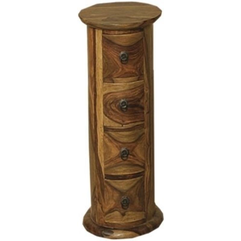 Thacket Sheesham 4 Drawer Round Chest - The Furniture Mega Store