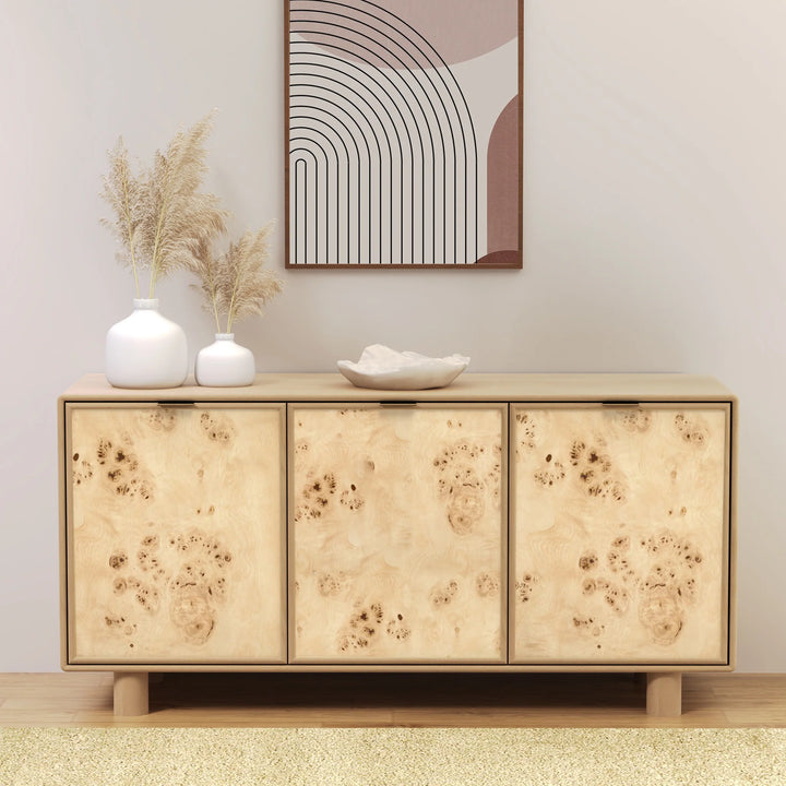 Urban Burl Three Door Cabinet  Mango Wood- Natural