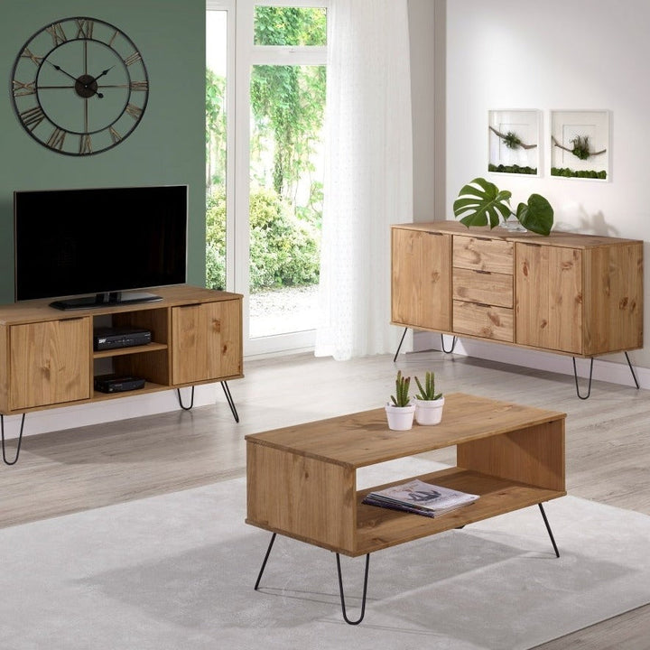 Augusta Pine Medium Sideboard with Hairpin Legs - The Furniture Mega Store