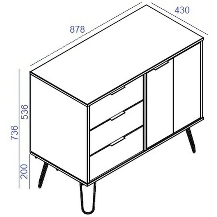 Augusta Driftwood Small Sideboard with Hairpin Legs - The Furniture Mega Store