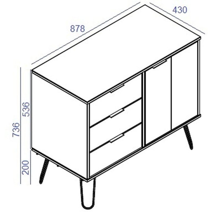 Augusta Grey Small Sideboard with Hairpin Legs - The Furniture Mega Store