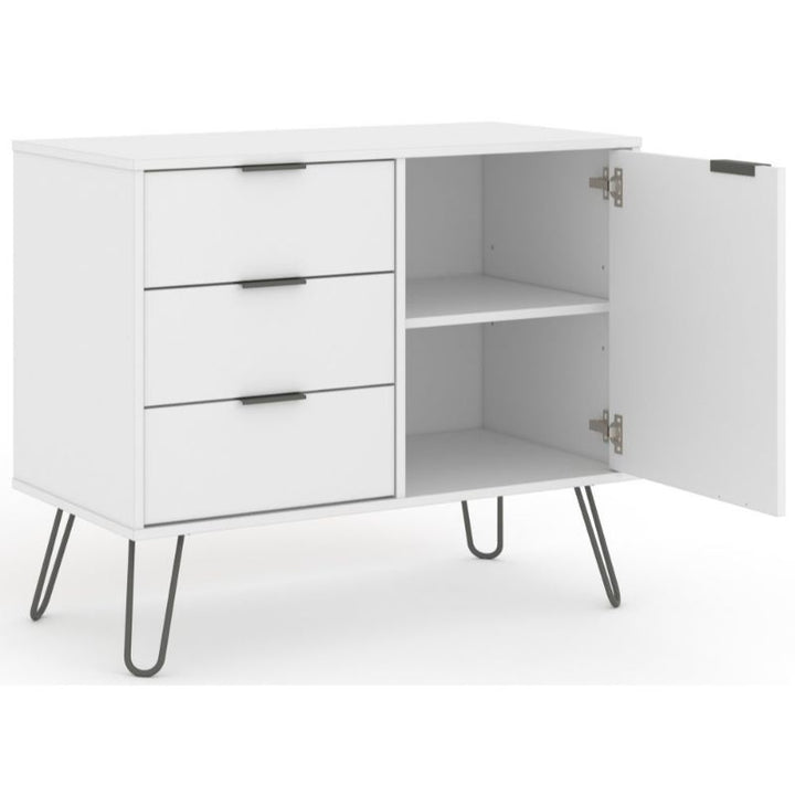 Augusta White Small Sideboard with Hairpin Legs - The Furniture Mega Store
