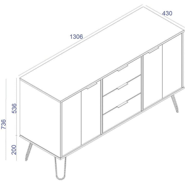 Augusta White Medium Sideboard with Hairpin Legs - The Furniture Mega Store