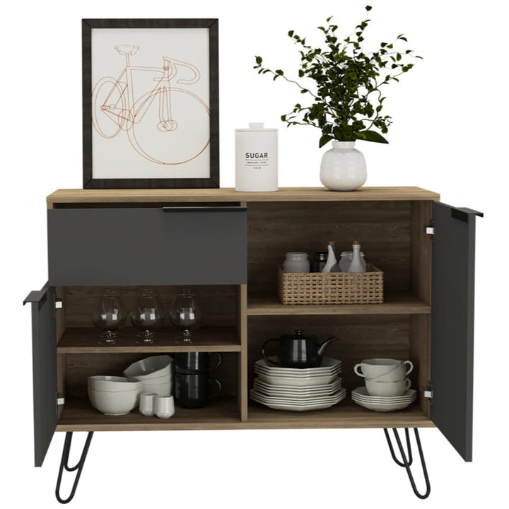 Vegas Grey Melamine Small Sideboard with Hairpin Legs - The Furniture Mega Store