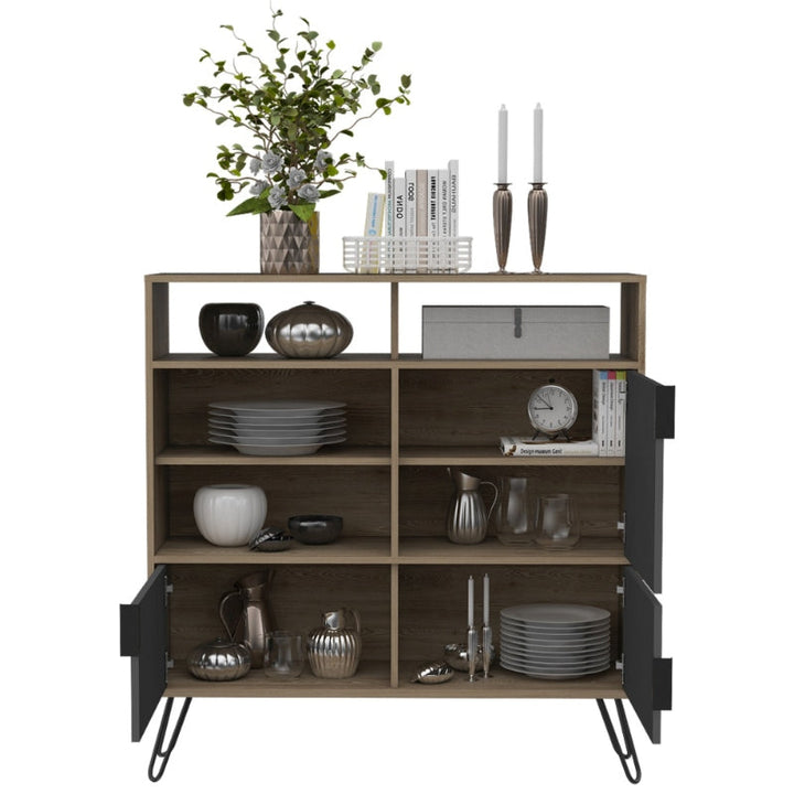 Vegas Grey Melamine Medium Sideboard with Hairpin Legs - The Furniture Mega Store