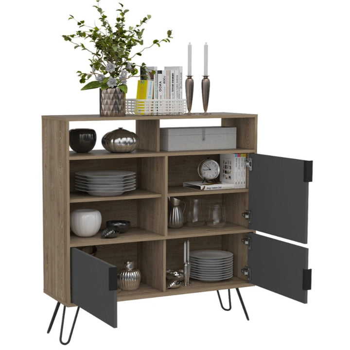 Vegas Grey Melamine Medium Sideboard with Hairpin Legs - The Furniture Mega Store