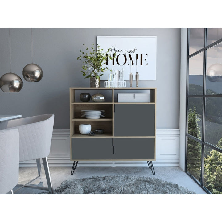 Vegas Grey Melamine Medium Sideboard with Hairpin Legs - The Furniture Mega Store