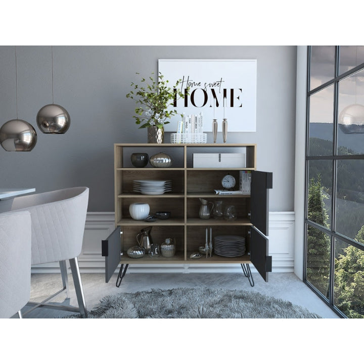 Vegas Grey Melamine Medium Sideboard with Hairpin Legs - The Furniture Mega Store