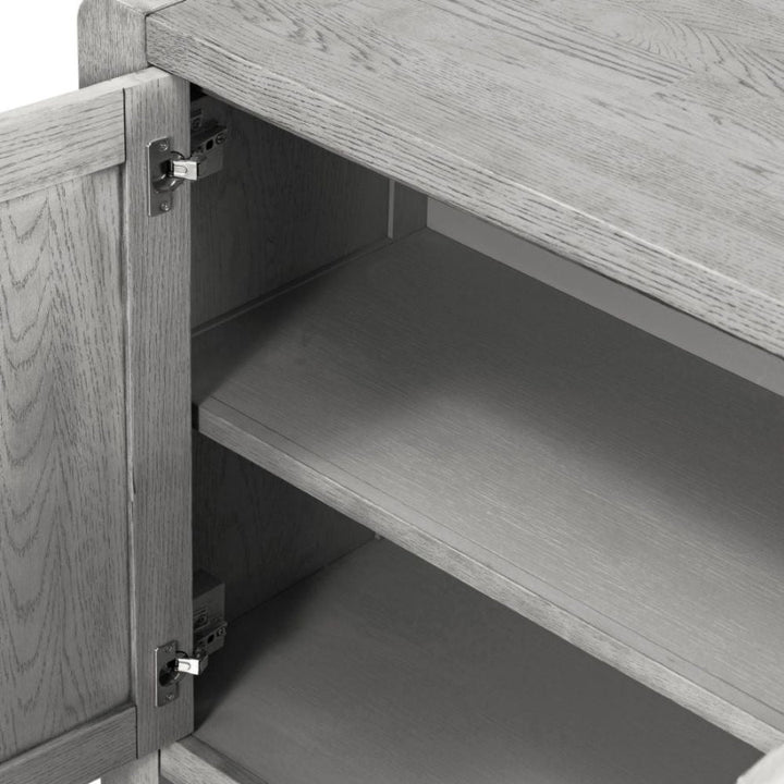 Flora Grey Washed Oak Sideboard, 140cm W with 2 Doors and 3 Drawers - The Furniture Mega Store