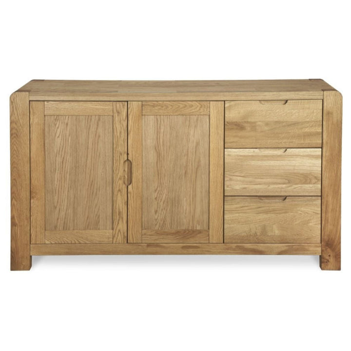 Laney Oak Sideboard, 140cm W with 2 Doors and 3 Drawers - The Furniture Mega Store
