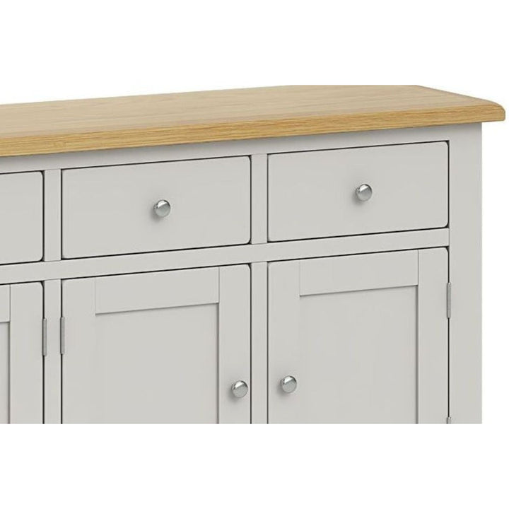 Cross Country Grey and Oak Extra Large Sideboard with 4 Doors & 4 Drawers - The Furniture Mega Store