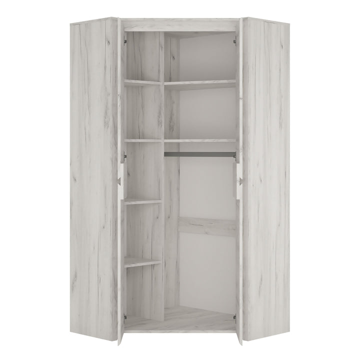 Angelica Corner Fitted Wardrobe - White Oak - The Furniture Mega Store