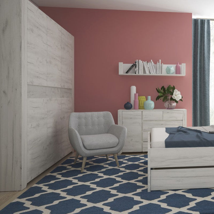 Angelica 3 Door Wardrobe - White Oak - The Furniture Mega Store