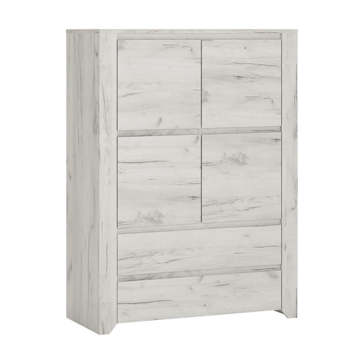 Angelica 4 Door 2 Drawer Cupboard - White Oak - The Furniture Mega Store