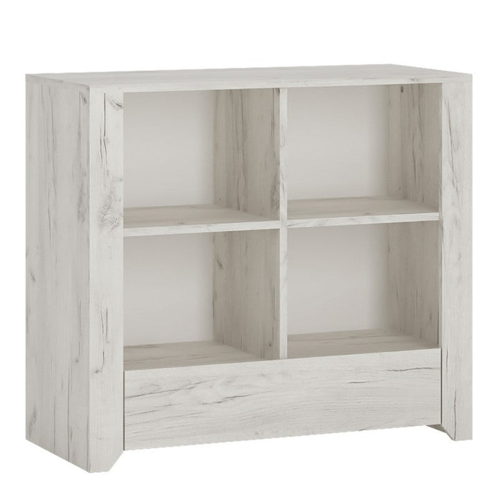 Angelica 1 Drawer Low Bookcase - White Oak - The Furniture Mega Store