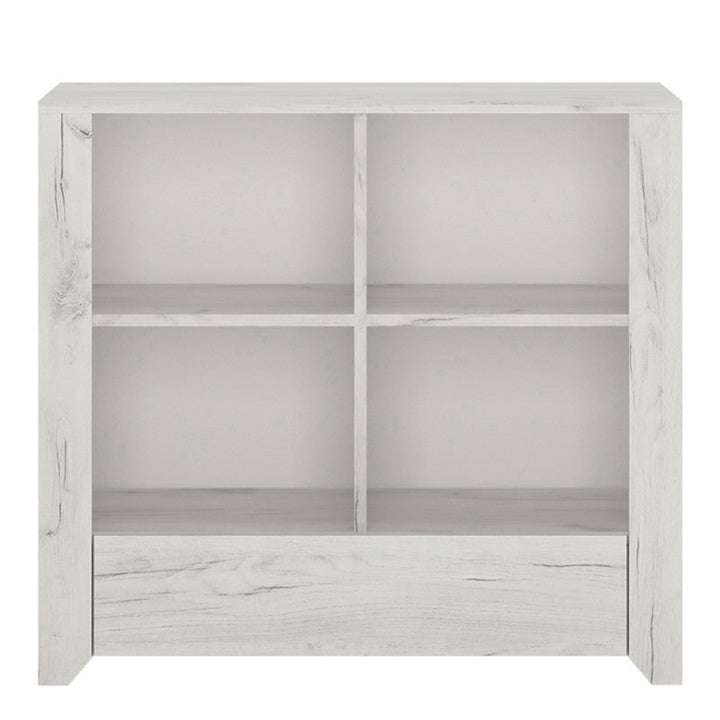 Angelica 1 Drawer Low Bookcase - White Oak - The Furniture Mega Store