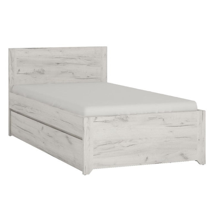 Angelica Single Bed with Pull Out under bed (Inc Slats) - White Oak - The Furniture Mega Store