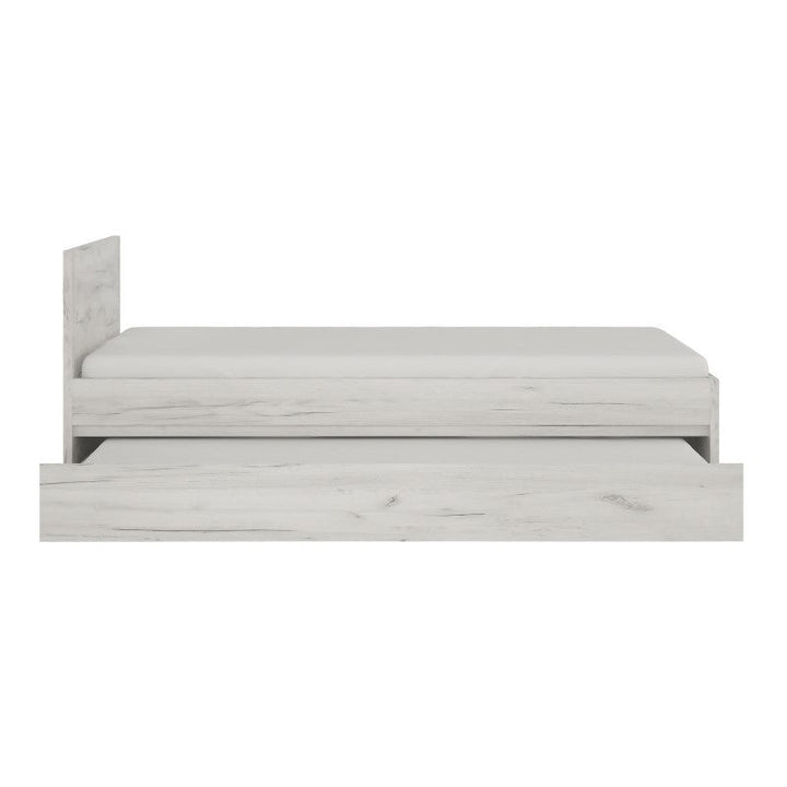Angelica Single Bed with Pull Out under bed (Inc Slats) - White Oak - The Furniture Mega Store