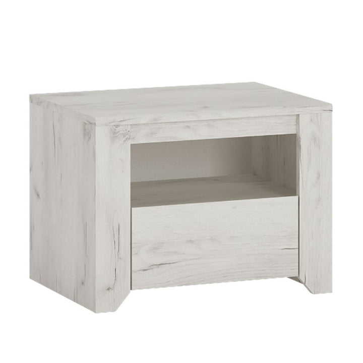 Angelica 1 Drawer Bedside Cabinet - White Oak - The Furniture Mega Store