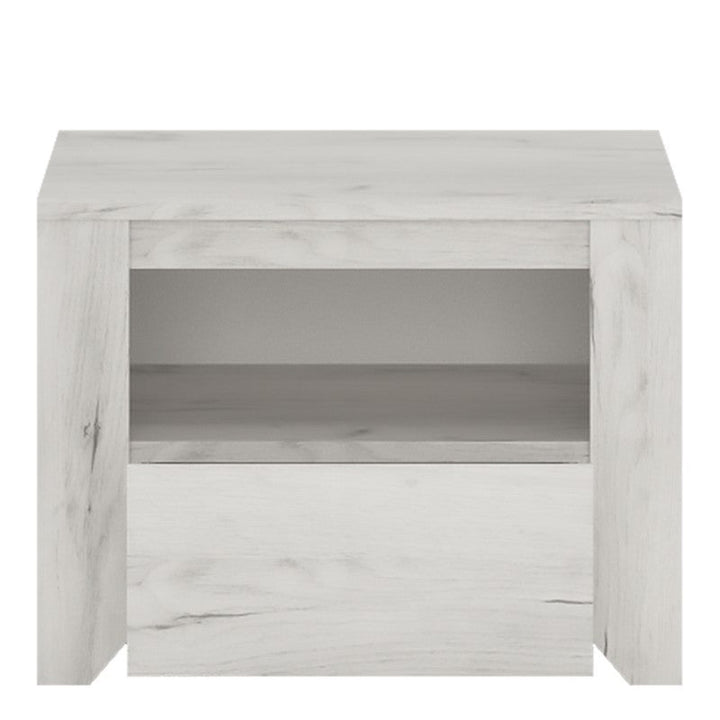 Angelica 1 Drawer Bedside Cabinet - White Oak - The Furniture Mega Store