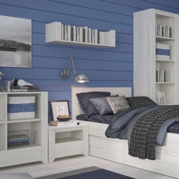 Angelica 1 Drawer Bedside Cabinet - White Oak - The Furniture Mega Store