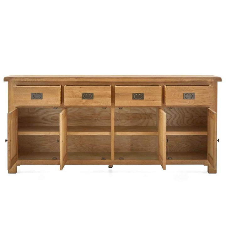 Sailsbury Solid Oak 4 Door 4 Drawer Extra Large Sideboard - 191cm - The Furniture Mega Store