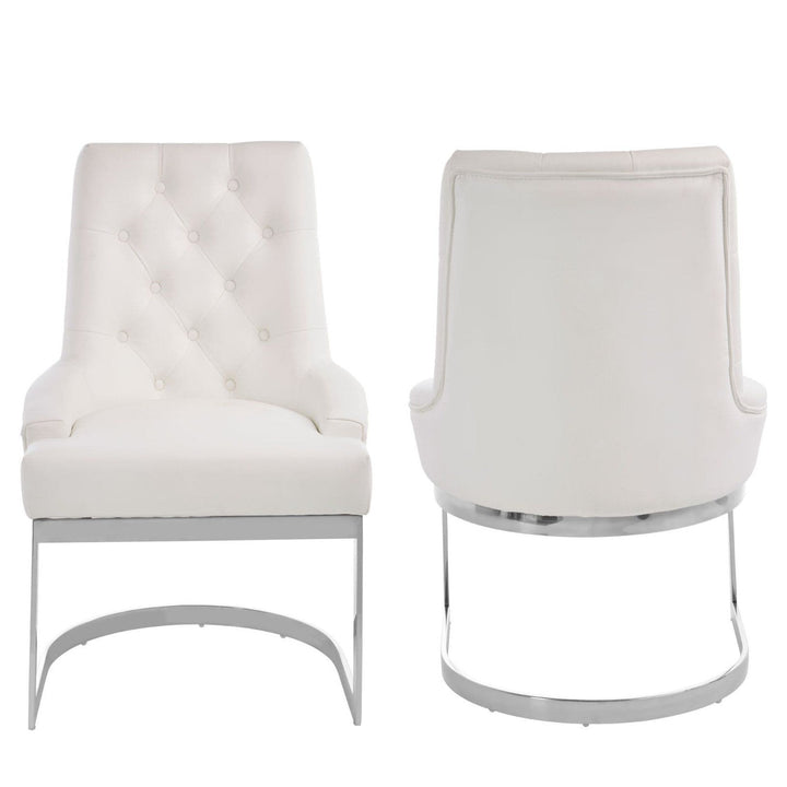 Zelda Leather & Chrome Dining Chairs - Set Of 2 -Choice Of Colours - The Furniture Mega Store
