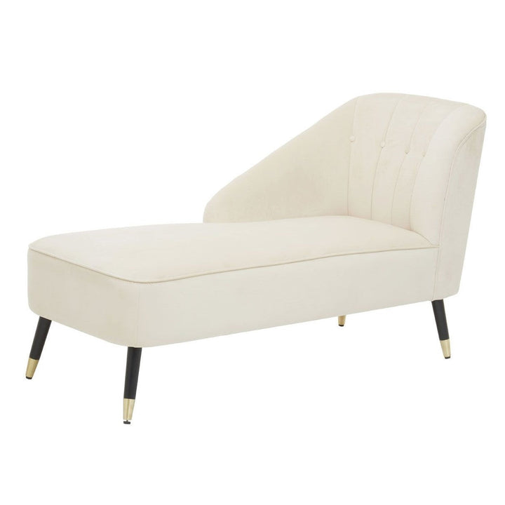 Yvette Right Arm Chaise Lounge - Mink Velvet With Black & Gold Legs - The Furniture Mega Store