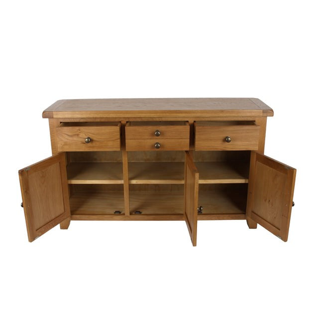 Torino Country Solid Oak Large 3 Door 3 Drawer Sideboard - The Furniture Mega Store