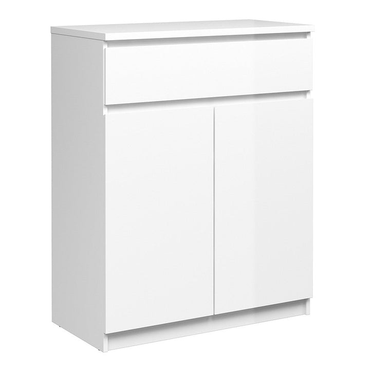 Naiah Sideboard 1 Drawer 2 Doors in White High Gloss - The Furniture Mega Store