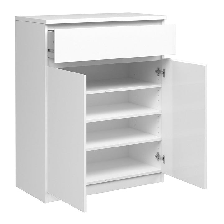 Naiah Sideboard 1 Drawer 2 Doors in White High Gloss - The Furniture Mega Store