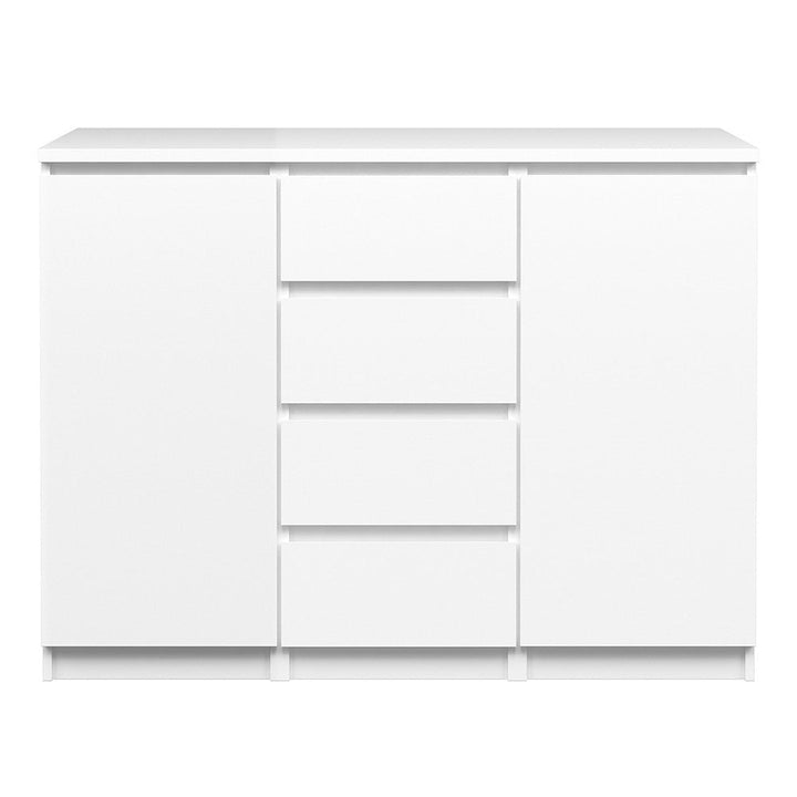 Naiah Sideboard 4 Drawers 2 Doors in White High Gloss - The Furniture Mega Store