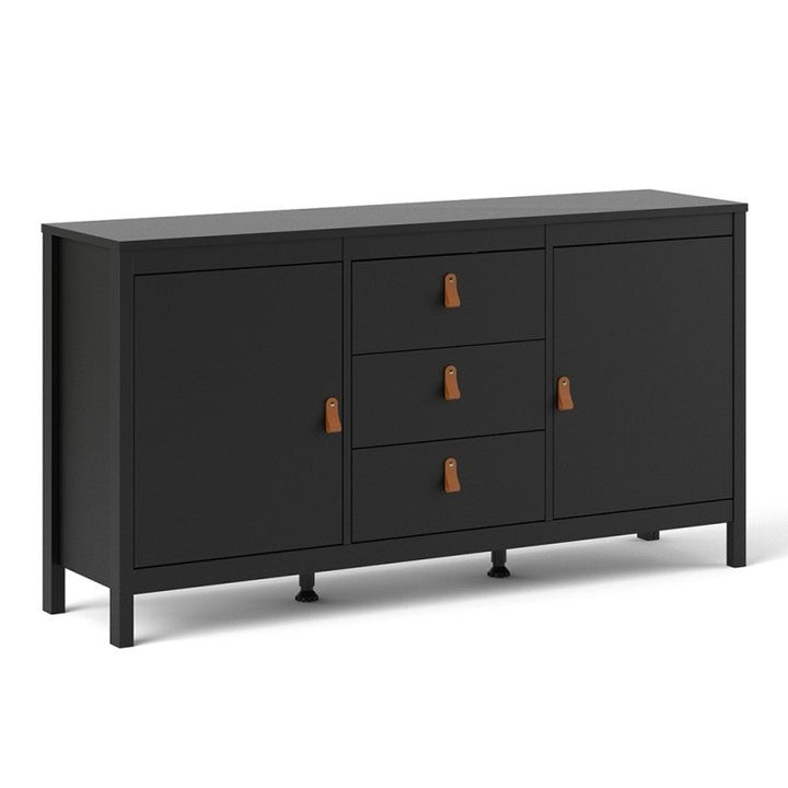 Barcelona 2 Door 3 Drawer Large Sideboard - Matt Black - The Furniture Mega Store
