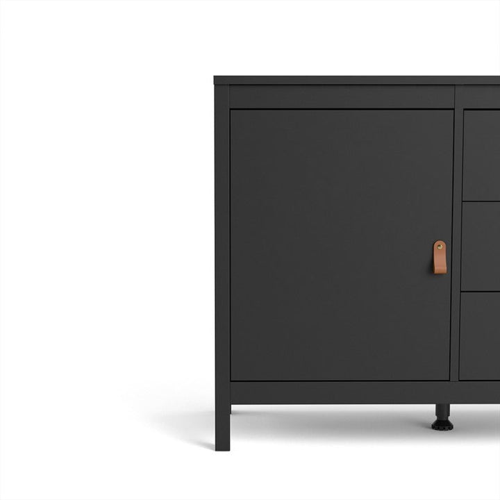 Barcelona 2 Door 3 Drawer Large Sideboard - Matt Black - The Furniture Mega Store
