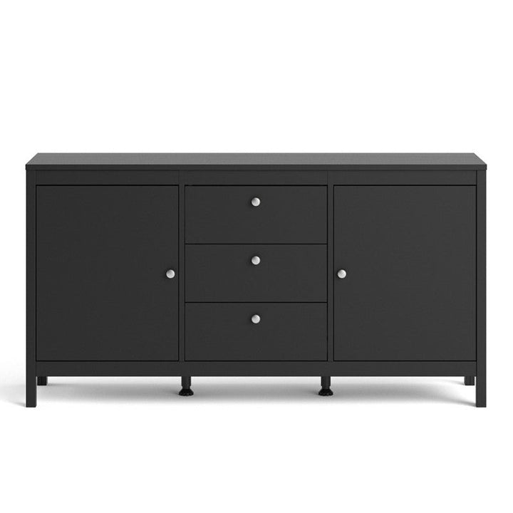 Madrid 2 Door 3 Drawer Large Sideboard - Matt Black - The Furniture Mega Store