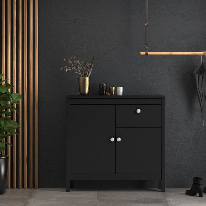 Madrid 2 Door 1 Drawer Sideboard - Matt Black - The Furniture Mega Store