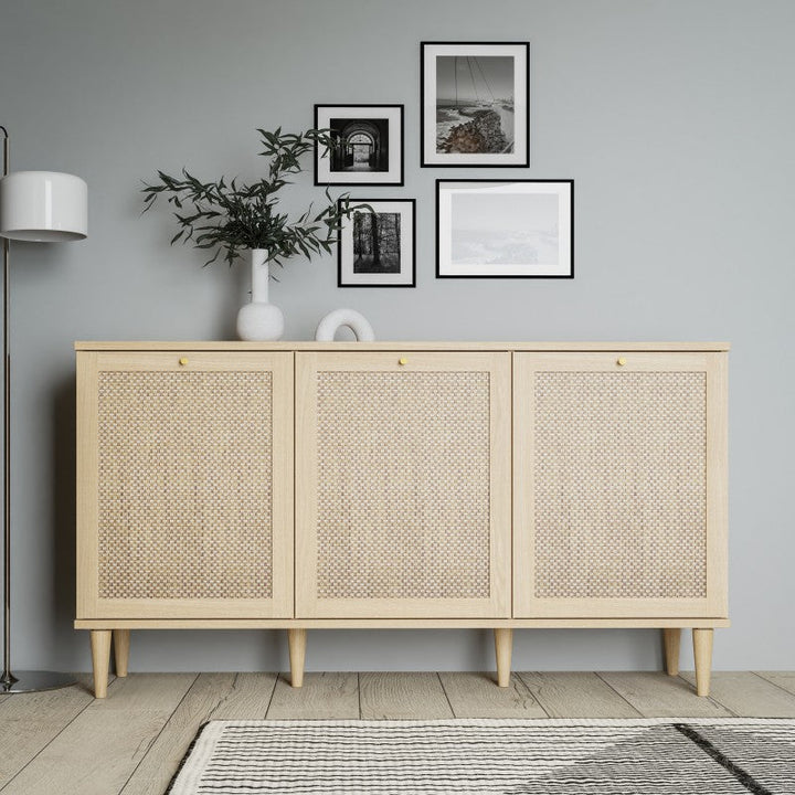 Camila Rattan 3 Door Sideboard - Due In Stock Around 25/10-2023 - The Furniture Mega Store