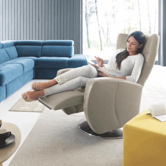 Aura Luxury Leather Recliner Swivel Chair - Choice Of Manual Or Power Recline - The Furniture Mega Store