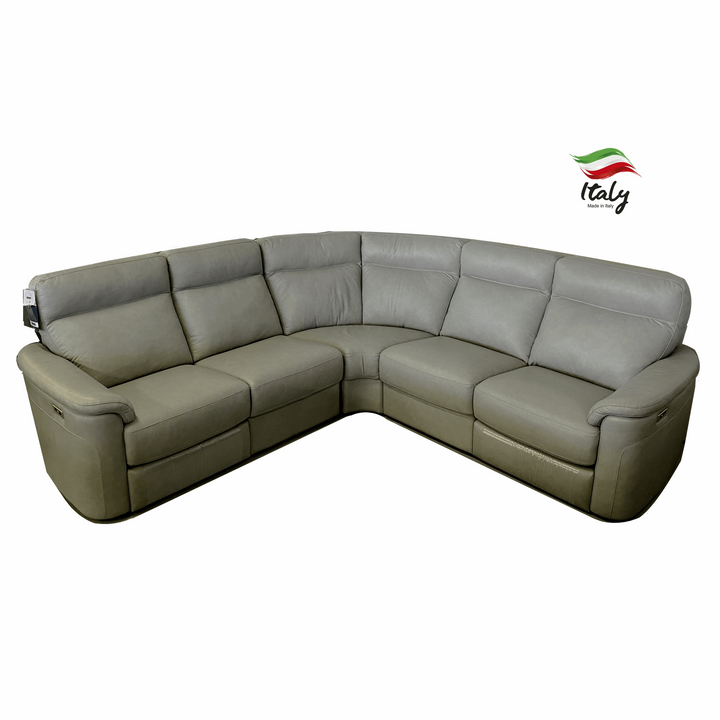 Argenta Italian Leather Power Recliner Corner Sofa - The Furniture Mega Store