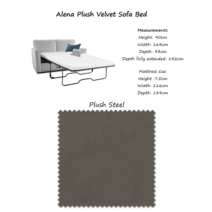 Alena Plush Velvet Sofa Bed - Choice Of Colours