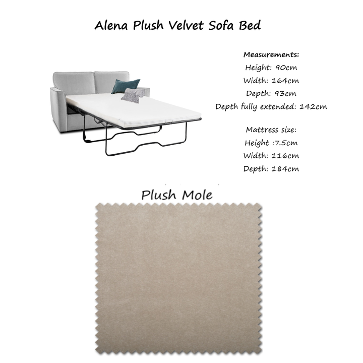 Alena Plush Velvet Sofa Bed - Choice Of Colours