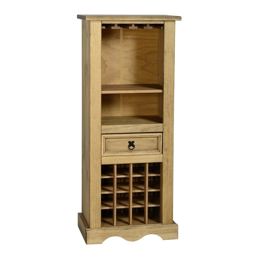 Corona Wine Display Cabinet - Distressed Waxed Pine - The Furniture Mega Store