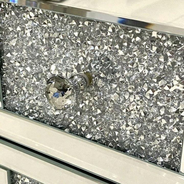 Crushed Diamond Mirrored 2 Door Medium Sideboard - The Furniture Mega Store