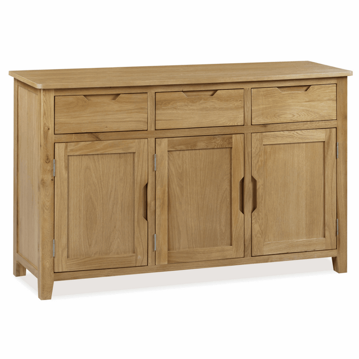 Devon Natural Oak Large 3 Door 3 Drawer Sideboard - The Furniture Mega Store