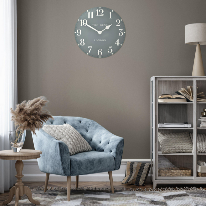 Allure Flax Blue Round Wall Clock - 51cm - Interior Envy